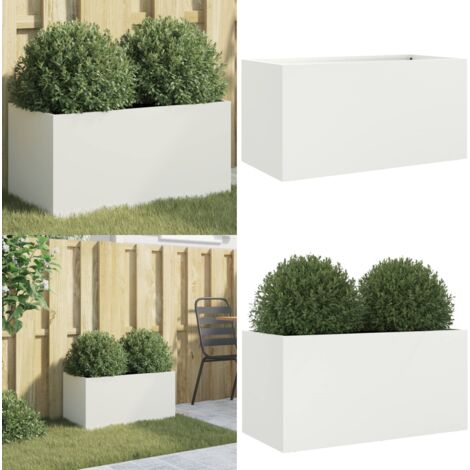 Fioriera Bianca 62x30x29 cm in Acciaio - Fioriera per giardino - Fioriera per balcone