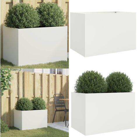 Fioriera Bianca 62x30x29 cm in Acciaio - Fioriera per giardino - Fioriera per balcone