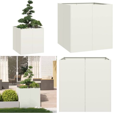 Fioriera Bianca 80x80x80 cm in Acciaio - Fioriera esterna - Fioriera per giardino