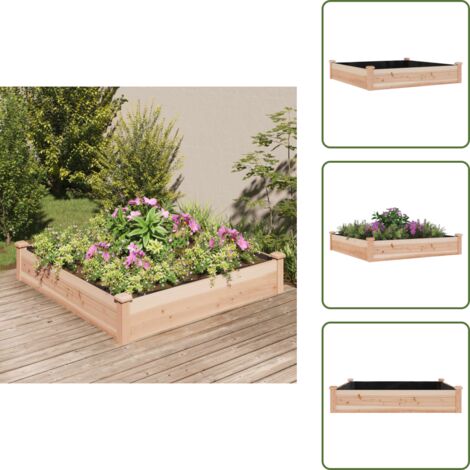 Fioriera con fodera - vidaXL Fioriera Rialzata Giardino Fodera 120x120x25cm Massello Abete - Fioriera per piante
