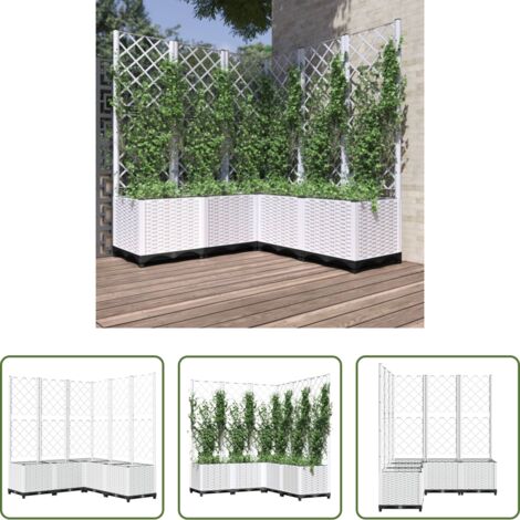 Fioriera con graticcio -  Fioriera da Giardino con Graticcio Bianco 120x120x136 cm PP