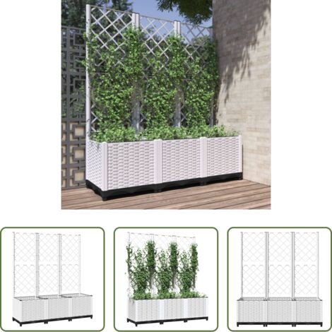 Fioriera con graticcio -  Fioriera da Giardino con Graticcio Bianco 120x40x136 cm PP