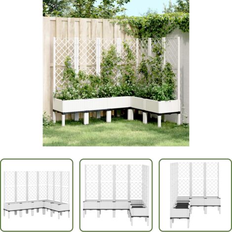Fioriera con graticcio -  Fioriera da Giardino con Graticcio Bianco 160x120x142 cm in PP