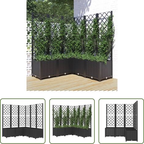 Fioriera con graticcio -  Fioriera da Giardino con Graticcio Nero 120x120x136 cm in PP