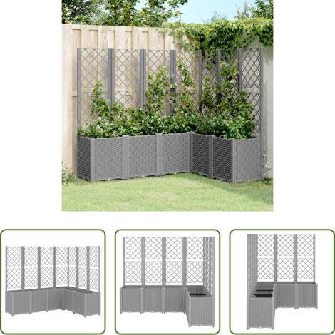 Fioriera con graticcio -  Fioriera Giardino con Graticcio Grigio Chiaro 160x120x140 cm PP
