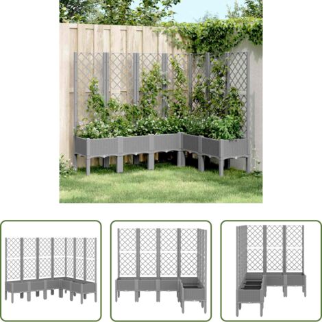 Fioriera con graticcio -  Fioriera Giardino con Graticcio Grigio Chiaro 160x120x142 cm PP