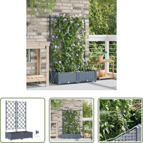 Fioriera con irrigazione -  Vaso da giardino 2 pcs Grigio Chiaro Acciaio