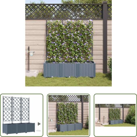 Fioriera con irrigazione -  Vaso da giardino 3 pcs Grigio Chiaro Acciaio
