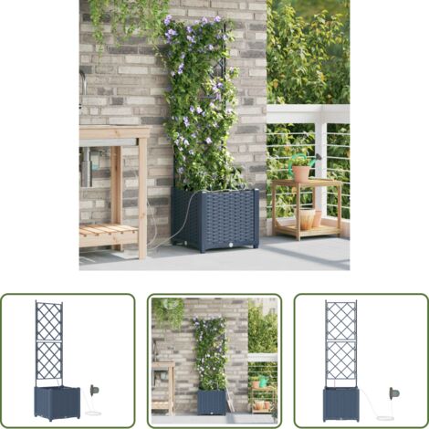 Fioriera con irrigazione -  Vaso da giardino Grigio 40 x 40 x 142 cm Acciaio