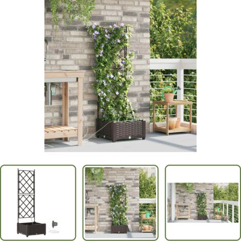 Fioriera con irrigazione -  Vaso da giardino Marrone 40 x 40 x 126 cm Acciaio