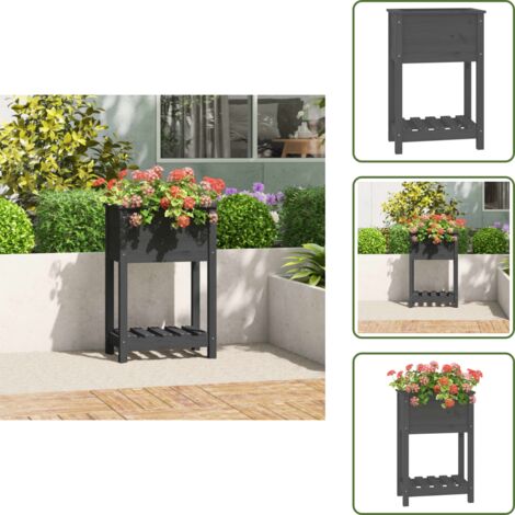 Fioriera con mensola - vidaXL Fioriera con Mensola Grigia 54x34,5x81cm Legno Massello di Pino - Fioriera per balcone