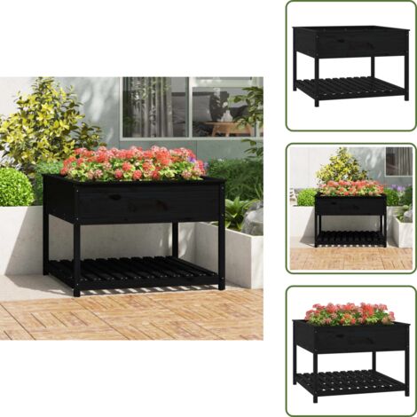 Fioriera con mensola - vidaXL Fioriera con Mensola Nera 111,5x111,5x81 cm Legno Massello Pino - Fioriera per balcone