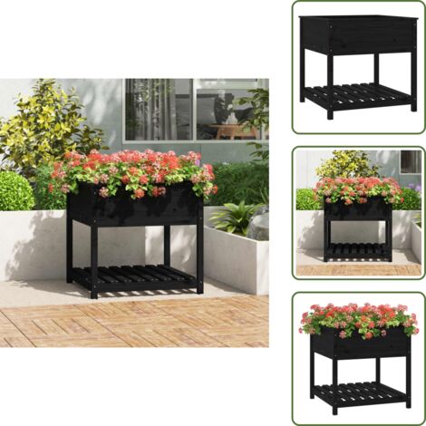 Fioriera con mensola - vidaXL Fioriera con Mensola Nera 82,5x82,5x81cm Legno Massello di Pino - Fioriera per balcone