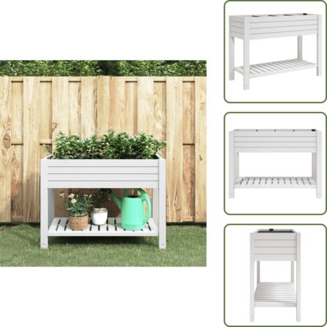 Fioriera con sistema di irrigazione - vidaXL Fioriera Rialzata da Giardino Bianca 110x45x79 cm Polipropilene - Fioriera con indicatore di acqua
