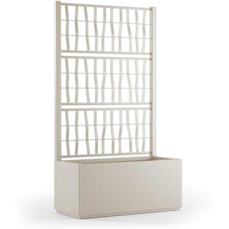 Fioriera con spalliera in plastica, separè grigliato piante rampicanti per esterno, terrazzo, giardino 80x36x140 h cm - Bianco