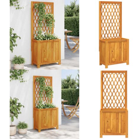 Fioriera con Traliccio 55x29,5x132 cm Legno Massello di Acacia - Fioriera con traliccio - Fioriera in legno