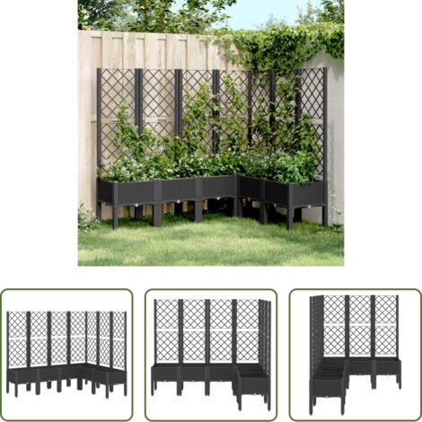 Fioriera con traliccio -  Fioriera da Giardino con Traliccio Nera 160x120x142 cm in PP