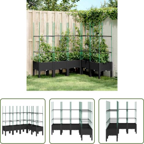 Fioriera con traliccio -  Fioriera da Giardino con Traliccio Nera 160x120x142,5 cm in PP