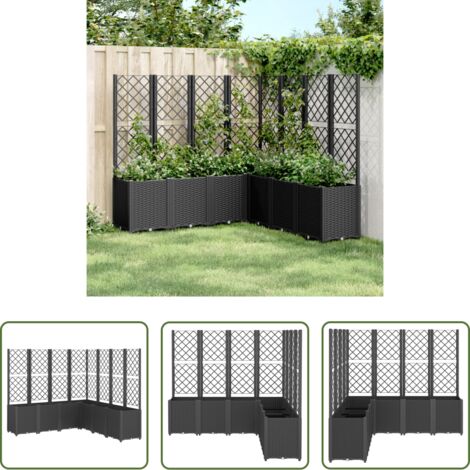 Fioriera con traliccio -  Fioriera da Giardino con Traliccio Nera 160x160x140 cm in PP
