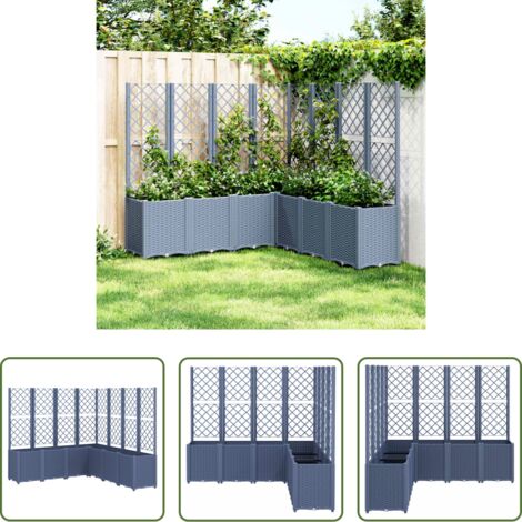 Fioriera con traliccio -  Fioriera Giardino con Traliccio Grigio Blu 160x160x140 cm PP