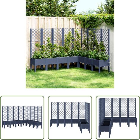 Fioriera con traliccio -  Fioriera Giardino con Traliccio Grigio Blu 200x160x142 cm PP