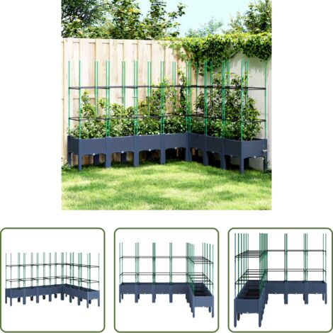 Fioriera con traliccio -  Fioriera Giardino con Traliccio Grigio Blu 200x160x142,5 cm PP