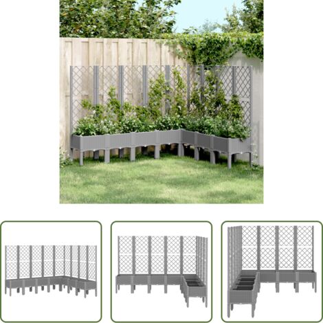 Fioriera con traliccio -  Fioriera Giardino con Traliccio Grigio Chiaro 200x160x142 cm PP