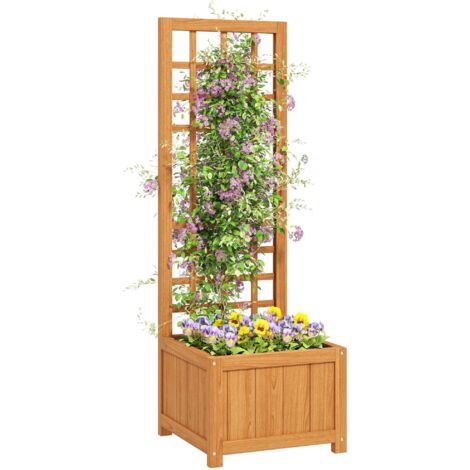 Fioriera con Traliccio per Rampicanti 40x40x120 cm in Legno Marrone
