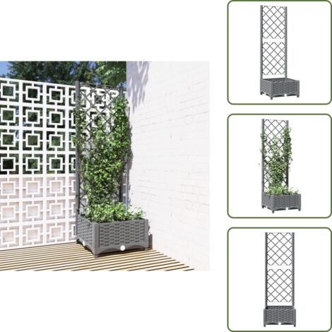 Fioriera con traliccio - vidaXL Fioriera da Giardino e Graticcio Grigio Chiaro 40x40x121,5cm PP - Fioriera da patio