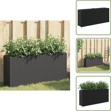 Fioriera con vasi - vidaXL Fioriera da Giardino con 2 Vasi Nera 90x20x40 cm in Polyrattan - Fioriera per piante