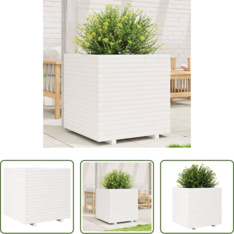 Fioriera da balcone -  Fioriera da Giardino Bianca 70x70x72 cm Legno Massello di Pino