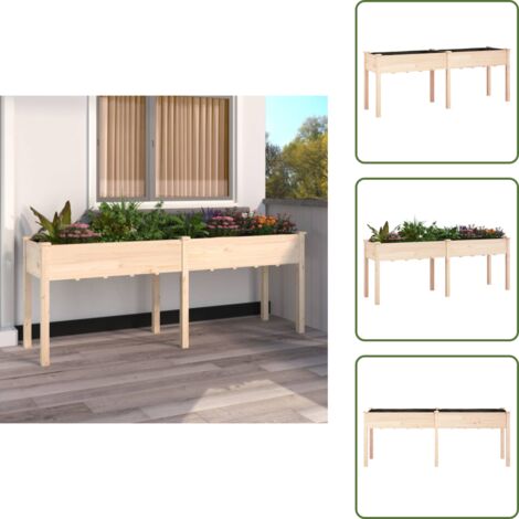 Fioriera da balcone - vidaXL Fioriera con Fodera 203x53x76 cm Legno Massello di Abete - Fioriera da patio