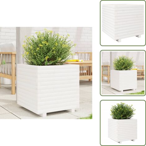 Fioriera da balcone - vidaXL Fioriera da Giardino Bianca 50x50x49,5cm Legno Massello di Pino - Fioriera in pino