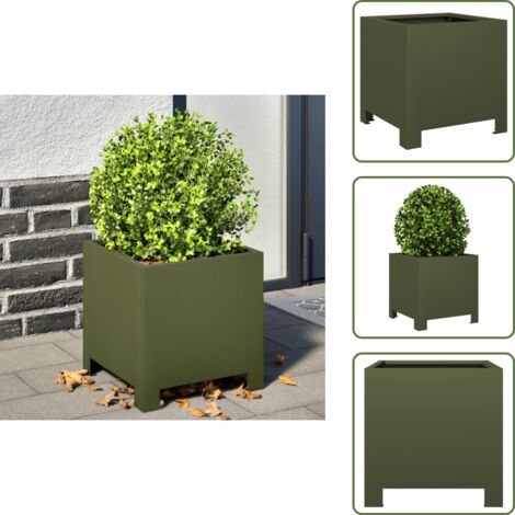Fioriera da balcone - vidaXL Fioriera da Giardino Verde Oliva 30x30x30 cm in Acciaio - Fioriera per piante