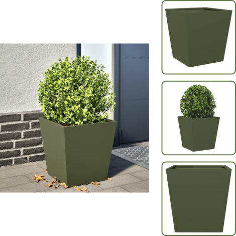 Fioriera da balcone - vidaXL Fioriera da Giardino Verde Oliva 40x40x40 cm in Acciaio - Fioriera per piante