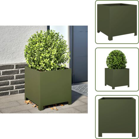 Fioriera da balcone - vidaXL Fioriera da Giardino Verde Oliva 40x40x40 cm in Acciaio - Fioriera per piante