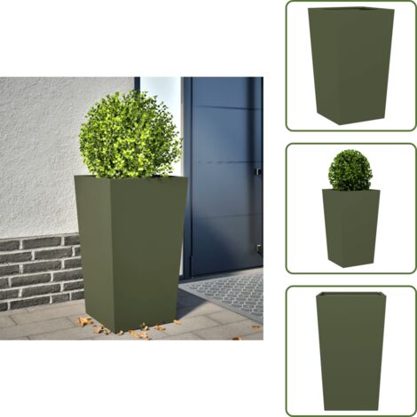 Fioriera da balcone - vidaXL Fioriera da Giardino Verde Oliva 45x45x75 cm in Acciaio - Fioriera per piante