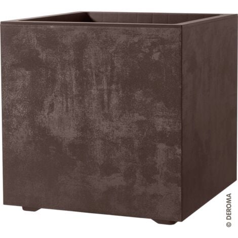 fioriera da esterno deroma "millenium" forma cubica in resina colore marrone, 39x39x39 cm