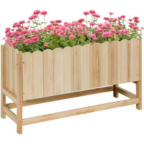 FIORIERA DA ESTERNO VERTICALE IN LEGNO CON FORO DI DRENAGGIO E RIVESTIMENTO INTERNO 86X30X50 CM
