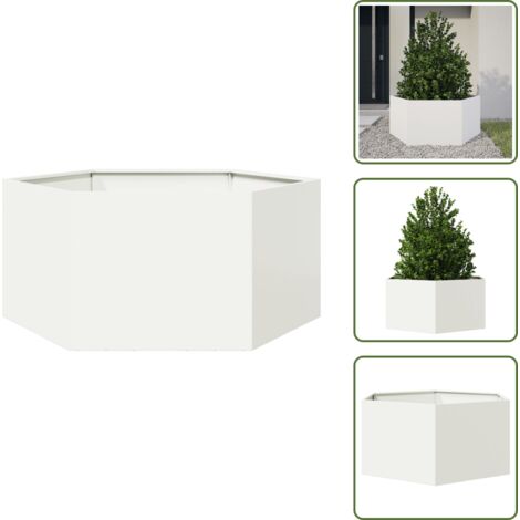Fioriera da esterno - vidaXL Fioriera da Giardino Bianca Esagono 104x90x45 cm in Acciaio - Fioriera per piante