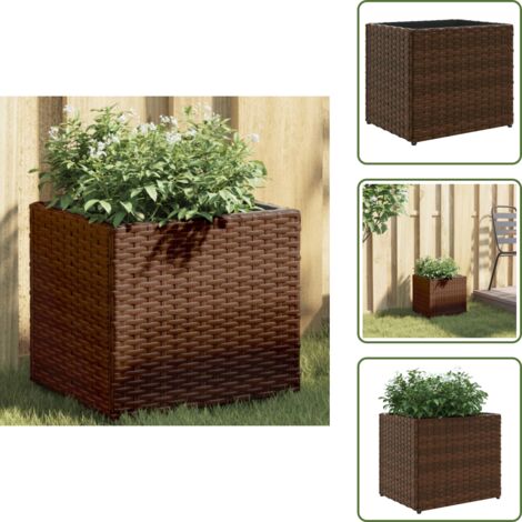 Fioriera da esterno - vidaXL Fioriera da Giardino Marrone 36x30x32 cm in Polyrattan - Fioriera marrone