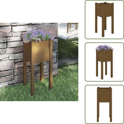Fioriera da esterno - vidaXL Fioriera Giardino Marrone Ambra 31x31x70 cm Legno Massello Pino - Fioriera in pino