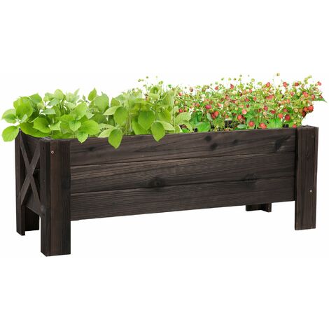 Fioriera da Giardino 100x35,5x36 cm in Legno Carbonizzato