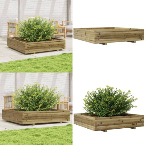 Fioriera da Giardino 110x110x26,5cm in Legno di Pino Impregnato - Fioriera in legno - Fioriera da esterno