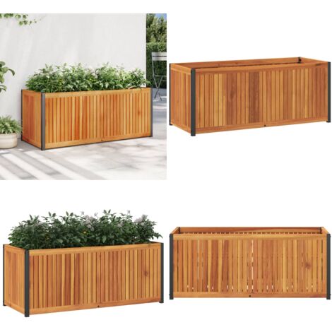 Fioriera da Giardino 110x45x44 cm in Legno Acacia e Acciaio - Fioriera in legno - Fioriera in acciaio
