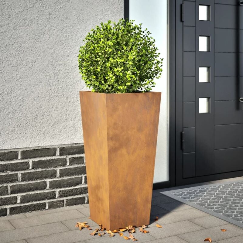 Fioriera da Giardino 35x35x75 cm in Acciaio Corten