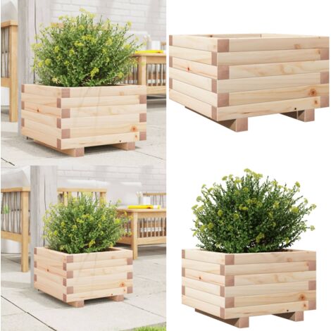 Fioriera da Giardino 40x40x26,5 cm in Legno Massello di Pino - Fioriera in legno - Fioriera in pino