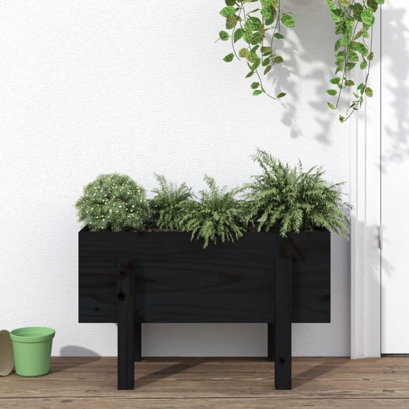 Fioriera da Giardino, Flowerpot Nera 62x30x38 cm Legno Massello di Pino Vidaxl