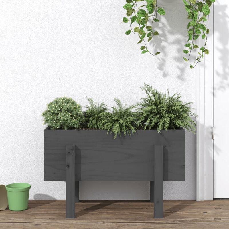 Fioriera da Giardino, Flowerpot Grigia 62x30x38 cm Legno Massello di Pino vidaXL