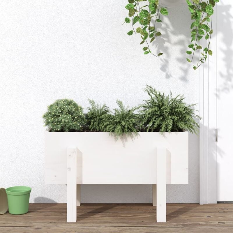 Fioriera da Giardino, Flowerpot Bianca 62x30x38 cm Legno Massello di Pino Vidaxl